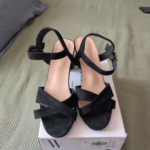Women's Strappy Black Suede Heels